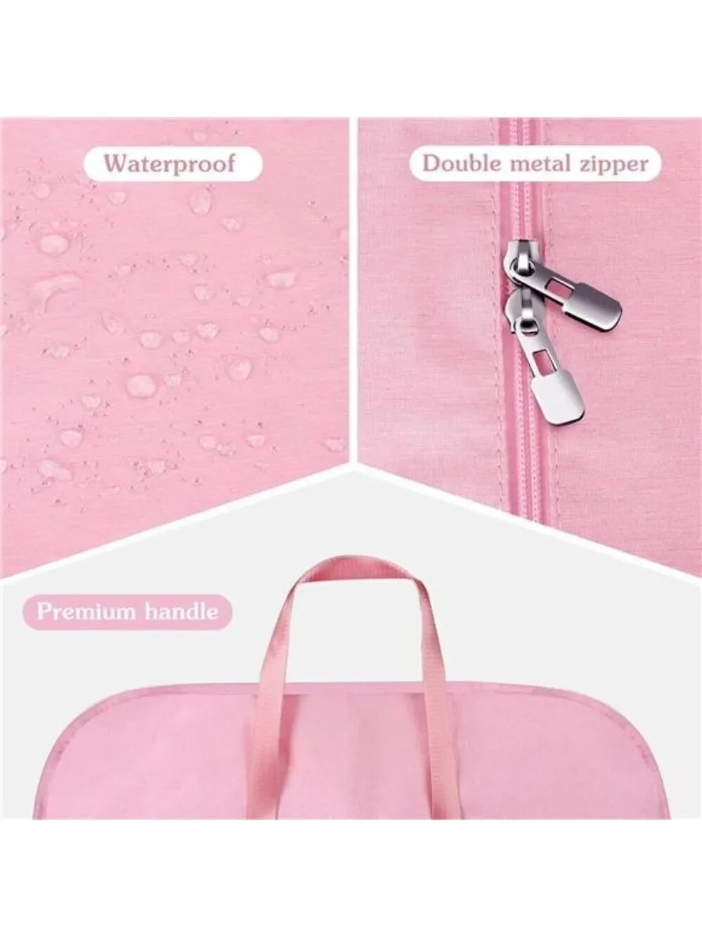 Heavy Duty Waterproof Garment Bag Travel Suit Tuxedo Coat Dress Foldable Pink
